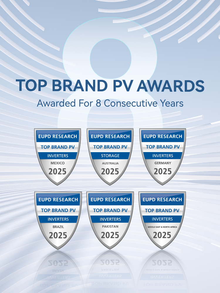 Growatt EUPD TOP BRAND PV AWARDS with various countries and categories for 2024